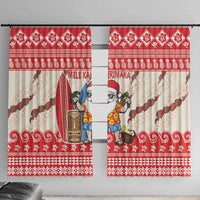 Hawaii Christmas Six Seven Window Curtain Mele Kalikimaka Funny Santa 67 Gen Alpha Slang - Polynesian Pride