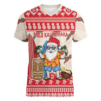 Hawaii Christmas Six Seven Women V-Neck T-Shirt Mele Kalikimaka Funny Santa 67 Gen Alpha Slang - Polynesian Pride