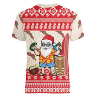 Hawaii Christmas Six Seven Women V-Neck T-Shirt Mele Kalikimaka Funny Santa 67 Gen Alpha Slang - Polynesian Pride