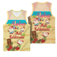 Aloha Hawaii Mele Kalikimaka Basketball Jersey Beachy Funny Santa Hawaiian Lei - Polynesian Pride