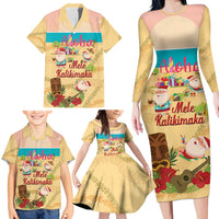 Aloha Hawaii Mele Kalikimaka Family Matching Long Sleeve Bodycon Dress and Hawaiian Shirt Beachy Funny Santa Hawaiian Lei - Polynesian Pride