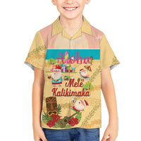 Aloha Hawaii Mele Kalikimaka Family Matching Off The Shoulder Long Sleeve Dress and Hawaiian Shirt Beachy Funny Santa Hawaiian Lei - Polynesian Pride