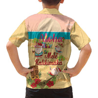 Aloha Hawaii Mele Kalikimaka Family Matching Off Shoulder Maxi Dress and Hawaiian Shirt Beachy Funny Santa Hawaiian Lei - Polynesian Pride