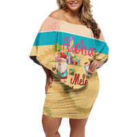 Aloha Hawaii Mele Kalikimaka Family Matching Off Shoulder Short Dress and Hawaiian Shirt Beachy Funny Santa Hawaiian Lei - Polynesian Pride