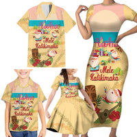 Aloha Hawaii Mele Kalikimaka Family Matching Short Sleeve Bodycon Dress and Hawaiian Shirt Beachy Funny Santa Hawaiian Lei - Polynesian Pride