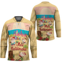 Aloha Hawaii Mele Kalikimaka Hockey Jersey Beachy Funny Santa Hawaiian Lei LT14 - Polynesian Pride