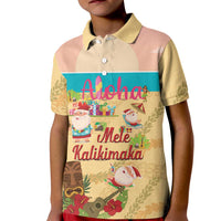 Aloha Hawaii Mele Kalikimaka Kid Polo Shirt Beachy Funny Santa Hawaiian Lei LT14 Kid Yellow - Polynesian Pride