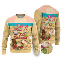 Aloha Hawaii Mele Kalikimaka Ugly Christmas Sweater Beachy Funny Santa Hawaiian Lei - Polynesian Pride