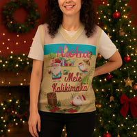 Aloha Hawaii Mele Kalikimaka Christmas Knitted V-Neck Vest Beachy Funny Santa Hawaiian Lei - Polynesian Pride