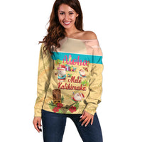 Aloha Hawaii Mele Kalikimaka Off Shoulder Sweater Beachy Funny Santa Hawaiian Lei - Polynesian Pride