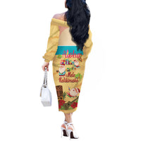 Aloha Hawaii Mele Kalikimaka Off The Shoulder Long Sleeve Dress Beachy Funny Santa Hawaiian Lei - Polynesian Pride