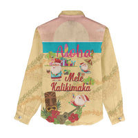 Aloha Hawaii Mele Kalikimaka Women Casual Shirt Beachy Funny Santa Hawaiian Lei - Polynesian Pride