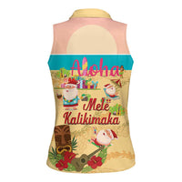 Aloha Hawaii Mele Kalikimaka Women Sleeveless Polo Shirt Beachy Funny Santa Hawaiian Lei - Polynesian Pride