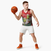 New Zealand Kakapo Christmas Basketball Jersey Owl Parrot Santa Sliver Fern Manuka - Red - Polynesian Pride