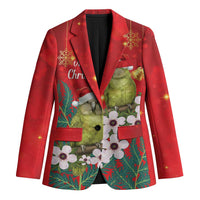 New Zealand Kakapo Christmas Blazer Owl Parrot Santa Sliver Fern Manuka - Red - Polynesian Pride