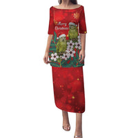 New Zealand Kakapo Christmas Family Matching Puletasi and Hawaiian Shirt Owl Parrot Santa Sliver Fern Manuka - Red - Polynesian Pride