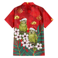 New Zealand Kakapo Christmas Family Matching Short Sleeve Bodycon Dress and Hawaiian Shirt Owl Parrot Santa Sliver Fern Manuka - Red - Polynesian Pride