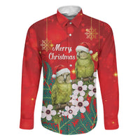 New Zealand Kakapo Christmas Family Matching Short Sleeve Bodycon Dress and Hawaiian Shirt Owl Parrot Santa Sliver Fern Manuka - Red - Polynesian Pride