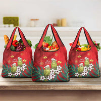 New Zealand Kakapo Christmas Grocery Bag Owl Parrot Santa Sliver Fern Manuka - Red - Polynesian Pride