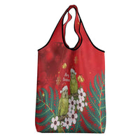 New Zealand Kakapo Christmas Grocery Bag Owl Parrot Santa Sliver Fern Manuka - Red - Polynesian Pride