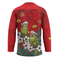New Zealand Kakapo Christmas Hockey Jersey Owl Parrot Santa Sliver Fern Manuka - Red - Polynesian Pride