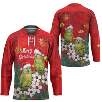 New Zealand Kakapo Christmas Hockey Jersey Owl Parrot Santa Sliver Fern Manuka - Red - Polynesian Pride