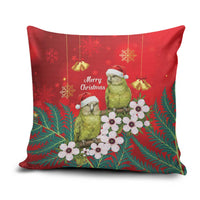 New Zealand Kakapo Christmas Pillow Cover Owl Parrot Santa Sliver Fern Manuka - Red - Polynesian Pride
