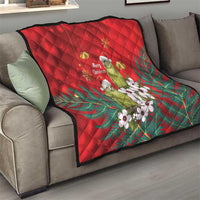 New Zealand Kakapo Christmas Quilt Owl Parrot Santa Sliver Fern Manuka - Red - Polynesian Pride