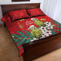 New Zealand Kakapo Christmas Quilt Bed Set Owl Parrot Santa Sliver Fern Manuka - Red - Polynesian Pride