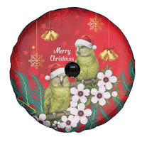 New Zealand Kakapo Christmas Spare Tire Cover Owl Parrot Santa Sliver Fern Manuka - Red - Polynesian Pride