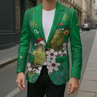 New Zealand Kakapo Christmas Blazer Owl Parrot Santa Sliver Fern Manuka - Green - Polynesian Pride