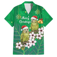 New Zealand Kakapo Christmas Family Matching Long Sleeve Bodycon Dress and Hawaiian Shirt Owl Parrot Santa Sliver Fern Manuka - Green - Polynesian Pride