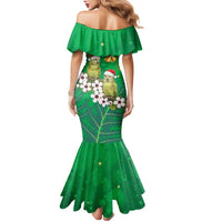 New Zealand Kakapo Christmas Family Matching Mermaid Dress and Hawaiian Shirt Owl Parrot Santa Sliver Fern Manuka - Green - Polynesian Pride