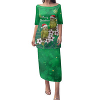 New Zealand Kakapo Christmas Family Matching Puletasi and Hawaiian Shirt Owl Parrot Santa Sliver Fern Manuka - Green - Polynesian Pride