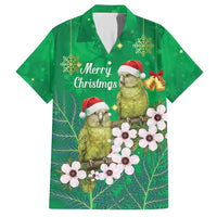 New Zealand Kakapo Christmas Family Matching Short Sleeve Bodycon Dress and Hawaiian Shirt Owl Parrot Santa Sliver Fern Manuka - Green - Polynesian Pride