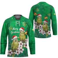 New Zealand Kakapo Christmas Hockey Jersey Owl Parrot Santa Sliver Fern Manuka - Green - Polynesian Pride