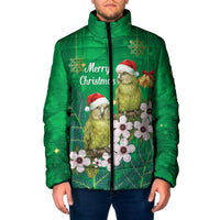 New Zealand Kakapo Christmas Padded Jacket Owl Parrot Santa Sliver Fern Manuka - Green - Polynesian Pride