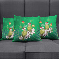 New Zealand Kakapo Christmas Pillow Cover Owl Parrot Santa Sliver Fern Manuka - Green - Polynesian Pride