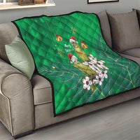New Zealand Kakapo Christmas Quilt Owl Parrot Santa Sliver Fern Manuka - Green - Polynesian Pride