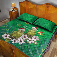 New Zealand Kakapo Christmas Quilt Bed Set Owl Parrot Santa Sliver Fern Manuka - Green - Polynesian Pride