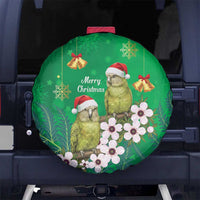 New Zealand Kakapo Christmas Spare Tire Cover Owl Parrot Santa Sliver Fern Manuka - Green - Polynesian Pride
