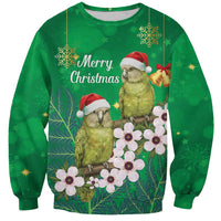 New Zealand Kakapo Christmas Sweatshirt Owl Parrot Santa Sliver Fern Manuka - Green - Polynesian Pride