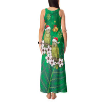 New Zealand Kakapo Christmas Tank Maxi Dress Owl Parrot Santa Sliver Fern Manuka - Green - Polynesian Pride