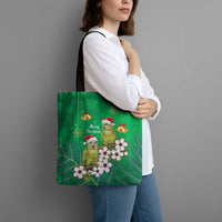 New Zealand Kakapo Christmas Tote Bag Owl Parrot Santa Sliver Fern Manuka - Green - Polynesian Pride