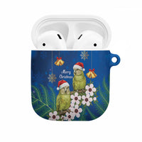 New Zealand Kakapo Christmas AirPods Case Owl Parrot Santa Sliver Fern Manuka - Blue - Polynesian Pride