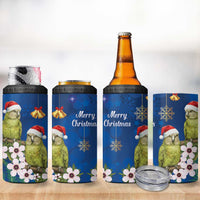 New Zealand Kakapo Christmas 4 in 1 Can Cooler Tumbler Owl Parrot Santa Sliver Fern Manuka - Blue - Polynesian Pride