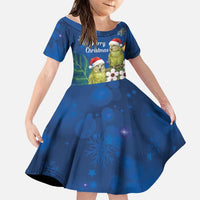 New Zealand Kakapo Christmas Family Matching Puletasi and Hawaiian Shirt Owl Parrot Santa Sliver Fern Manuka - Blue - Polynesian Pride