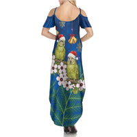 New Zealand Kakapo Christmas Family Matching Summer Maxi Dress and Hawaiian Shirt Owl Parrot Santa Sliver Fern Manuka - Blue - Polynesian Pride