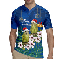 New Zealand Kakapo Christmas Rugby Jersey Owl Parrot Santa Sliver Fern Manuka - Blue - Polynesian Pride