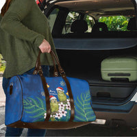 New Zealand Kakapo Christmas Travel Bag Owl Parrot Santa Sliver Fern Manuka - Blue - Polynesian Pride